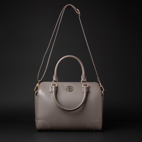 NEW Tory Burch Robinson Middy Satchel/Crossbody Bag Glazed Gray Saffiano Leather - Picture 1 of 11